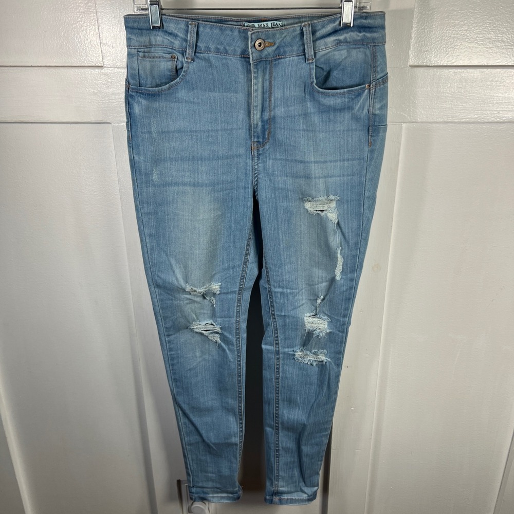 Wax Jean Butt I Love You Distressed Skinny Jeans Light Wash 90133 Size 11/30